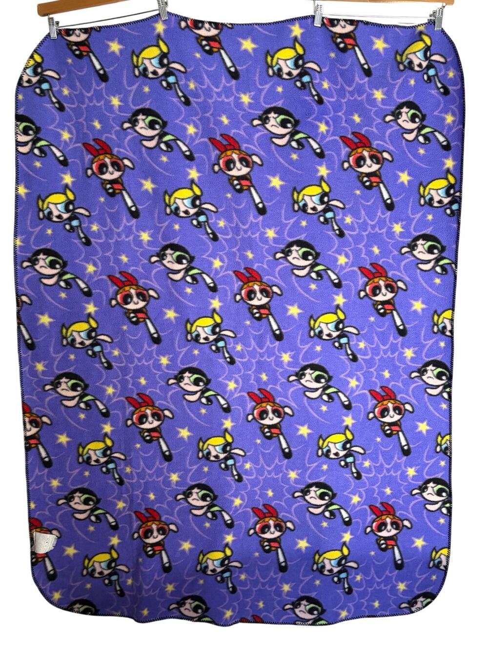 Vintage Y2K Powerpuff Girls Fleece Throw Blanket Purple 46x63 Cartoon Network